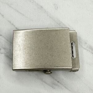 Silver Tone Web Clamp Military Style Slide Belt Buckle Simple Basic Unisex ✨